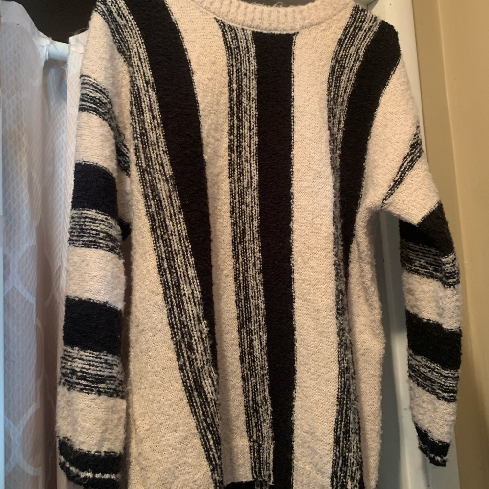 Black and White Striped Women's Sweater